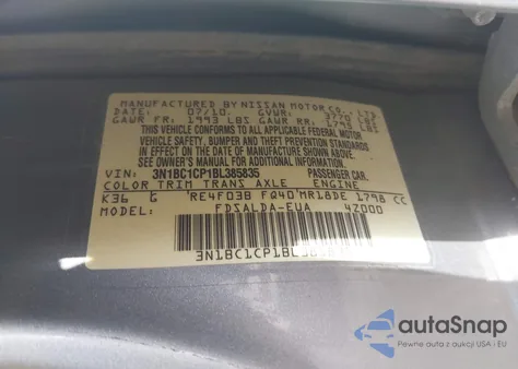 2011 Nissan Versa 1.8S from USA, damaged, VIN 3N1BC1CP1BL385835